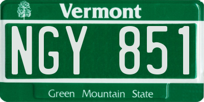 VT license plate NGY851