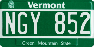 VT license plate NGY852