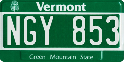 VT license plate NGY853