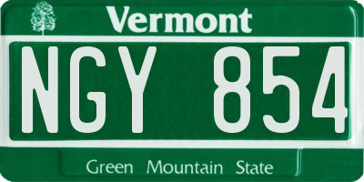 VT license plate NGY854