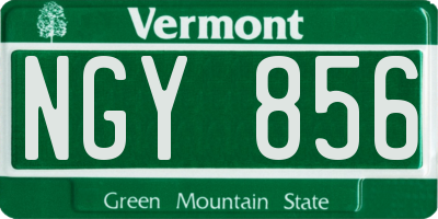 VT license plate NGY856