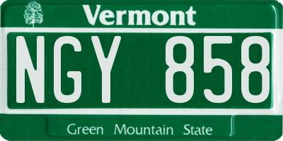 VT license plate NGY858