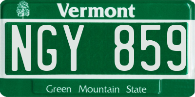 VT license plate NGY859