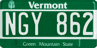 VT license plate NGY862