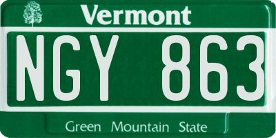 VT license plate NGY863