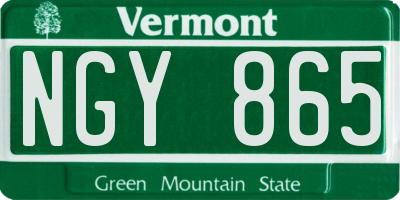 VT license plate NGY865