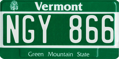 VT license plate NGY866