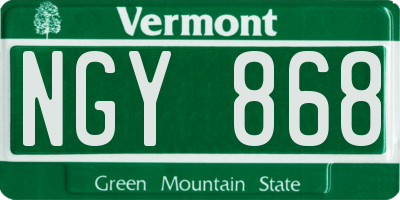 VT license plate NGY868