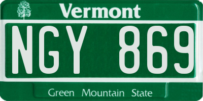 VT license plate NGY869