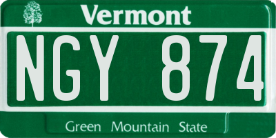 VT license plate NGY874