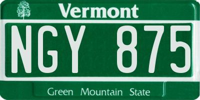 VT license plate NGY875