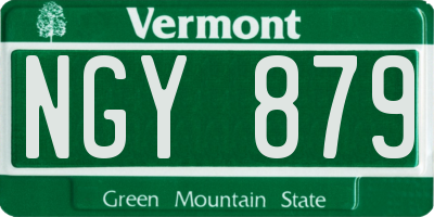 VT license plate NGY879