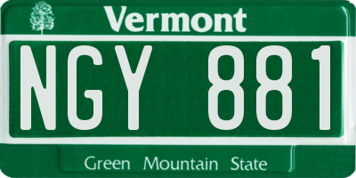 VT license plate NGY881