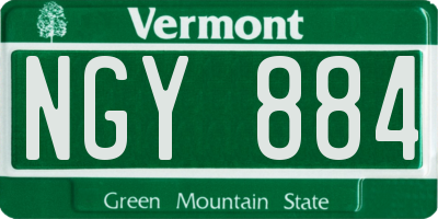 VT license plate NGY884