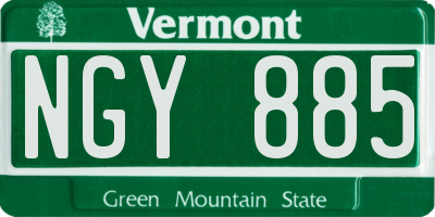 VT license plate NGY885