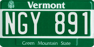 VT license plate NGY891