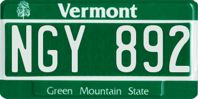 VT license plate NGY892