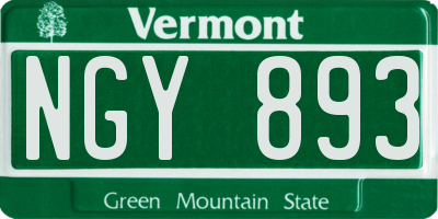 VT license plate NGY893