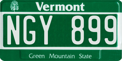 VT license plate NGY899