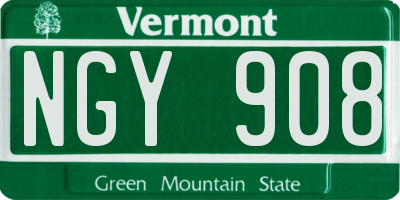 VT license plate NGY908