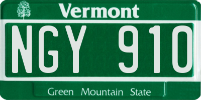 VT license plate NGY910