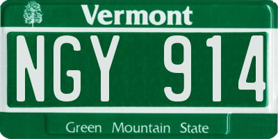 VT license plate NGY914