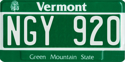 VT license plate NGY920