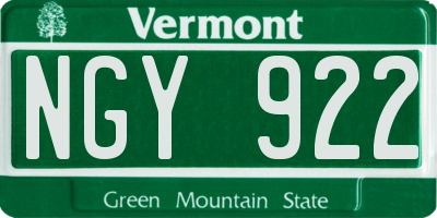 VT license plate NGY922