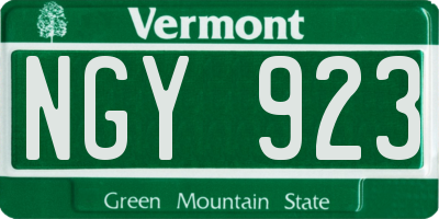 VT license plate NGY923