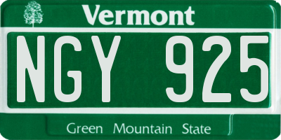 VT license plate NGY925