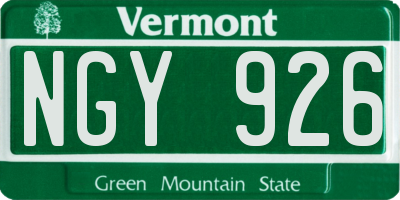VT license plate NGY926
