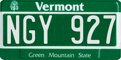 VT license plate NGY927