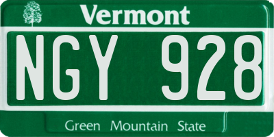 VT license plate NGY928