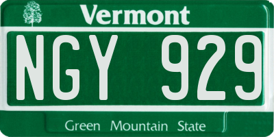 VT license plate NGY929