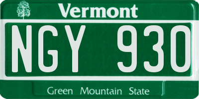 VT license plate NGY930