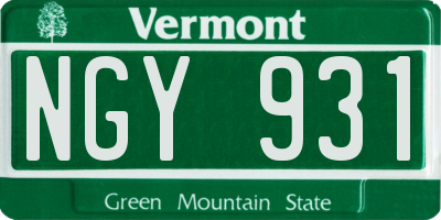 VT license plate NGY931