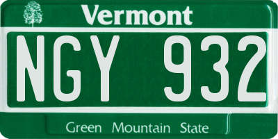 VT license plate NGY932