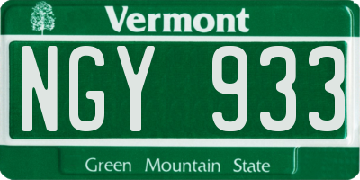 VT license plate NGY933