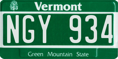 VT license plate NGY934