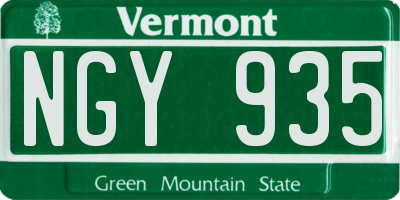 VT license plate NGY935