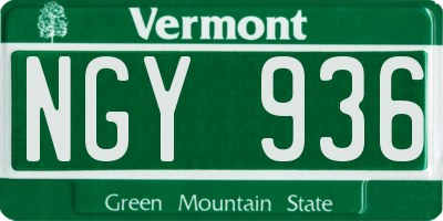 VT license plate NGY936