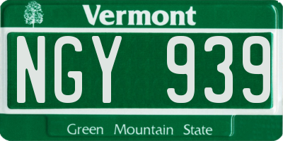 VT license plate NGY939