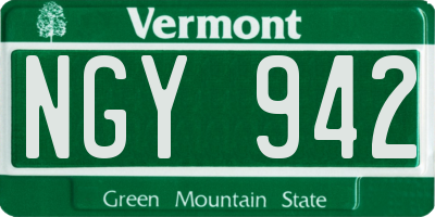 VT license plate NGY942