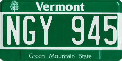 VT license plate NGY945