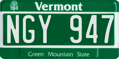 VT license plate NGY947