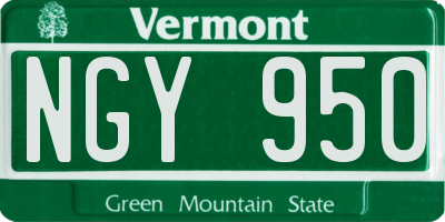 VT license plate NGY950