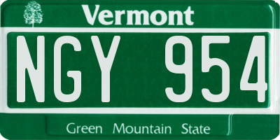 VT license plate NGY954
