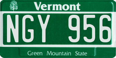 VT license plate NGY956