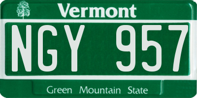 VT license plate NGY957
