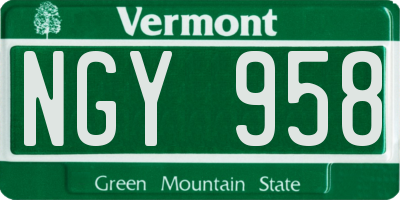 VT license plate NGY958